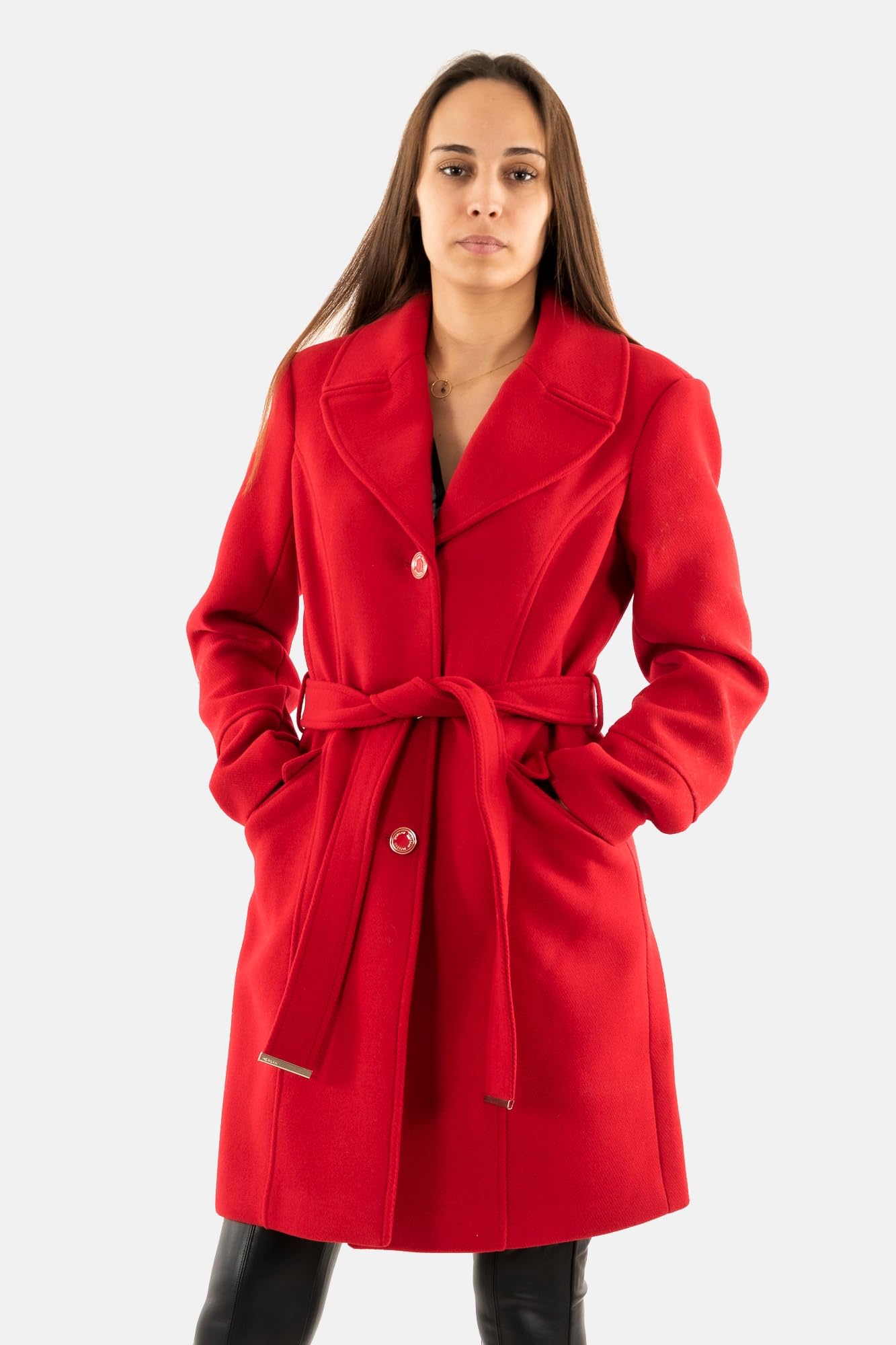 Morgan 242-gato Abrigo Largo, Rojo, 40 para Mujer
