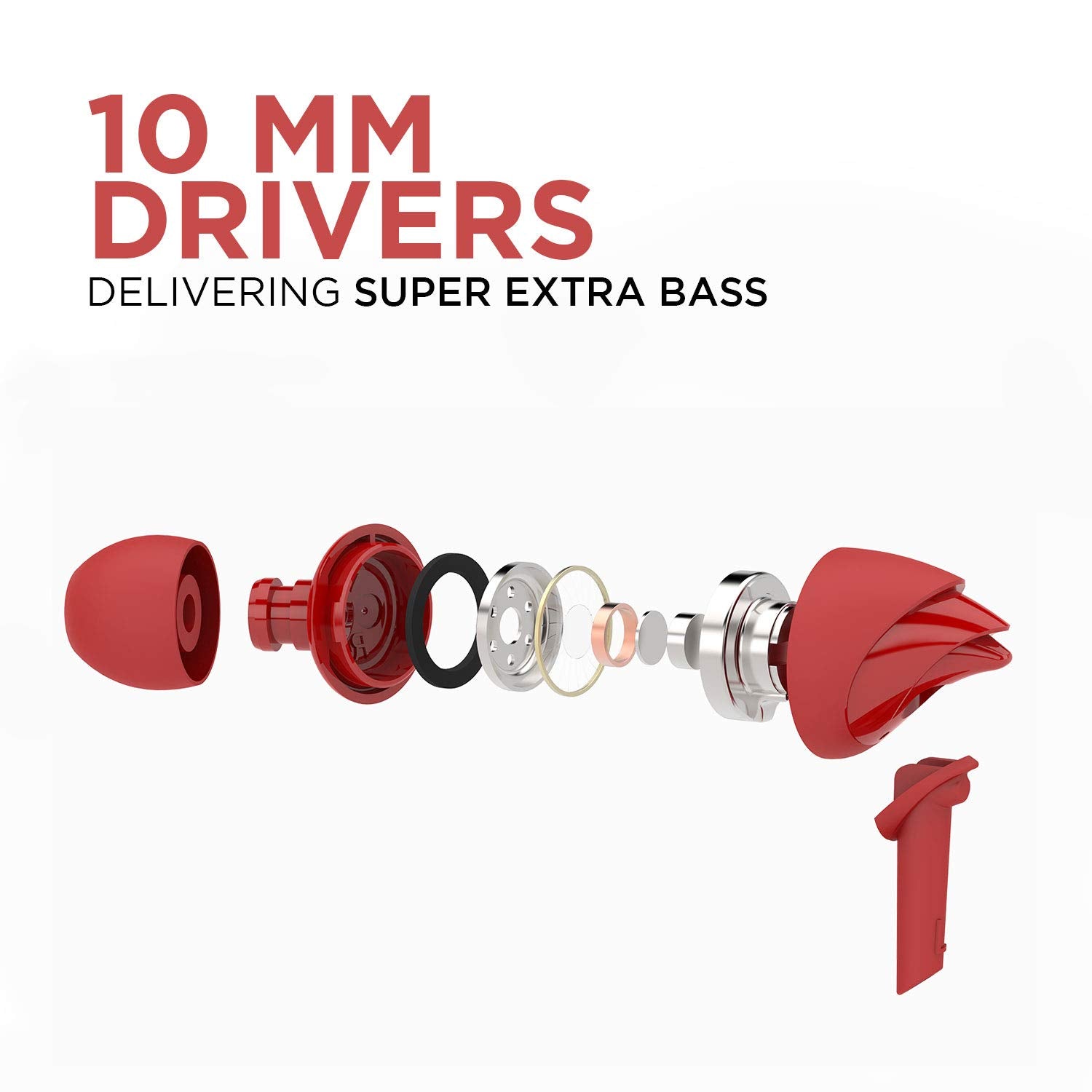 boAt Bassheads 100 in Ear Wired Earphones with Mic(Furious Red)