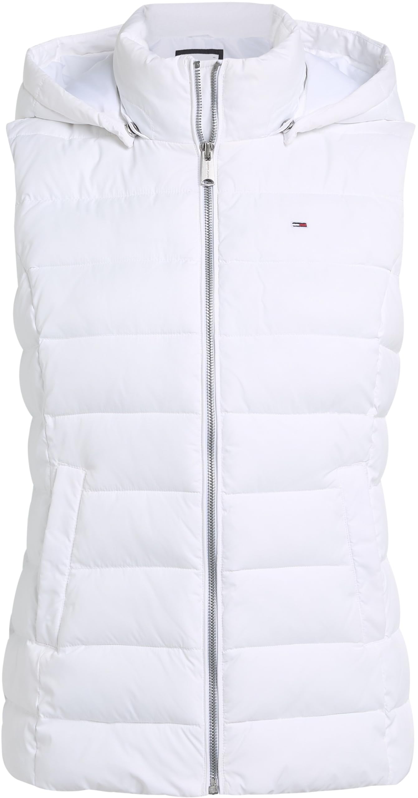 Tommy Jeans Chaleco Mujer Basic Hooded Vest con Capucha, Blanco (White), L