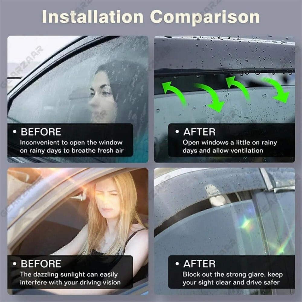 Car Craft Compatible With Bmw 3 Series F30 2012-2019 Rain Shine Side Window Wind Deflectors Rain Sun Guard Door Visor Doorvisor Deflector Visor Shades Ventvisor Strip CC-7675
