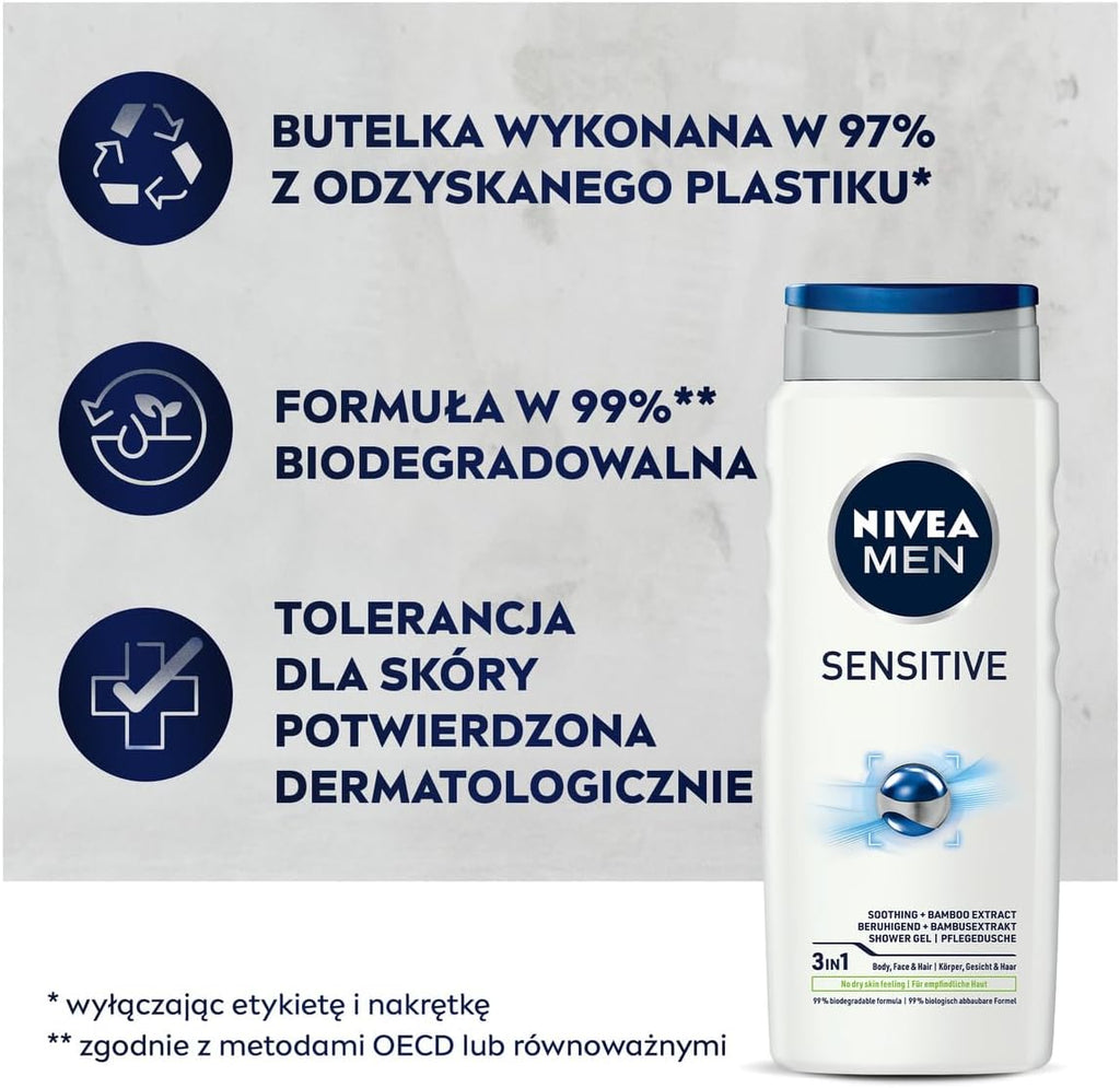 NIVEA MEN Sensitive Łagodzący żel pod prysznic dla mężczyzn 500 ml