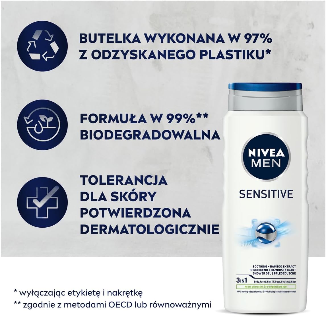 NIVEA MEN Sensitive Łagodzący żel pod prysznic dla mężczyzn 500 ml