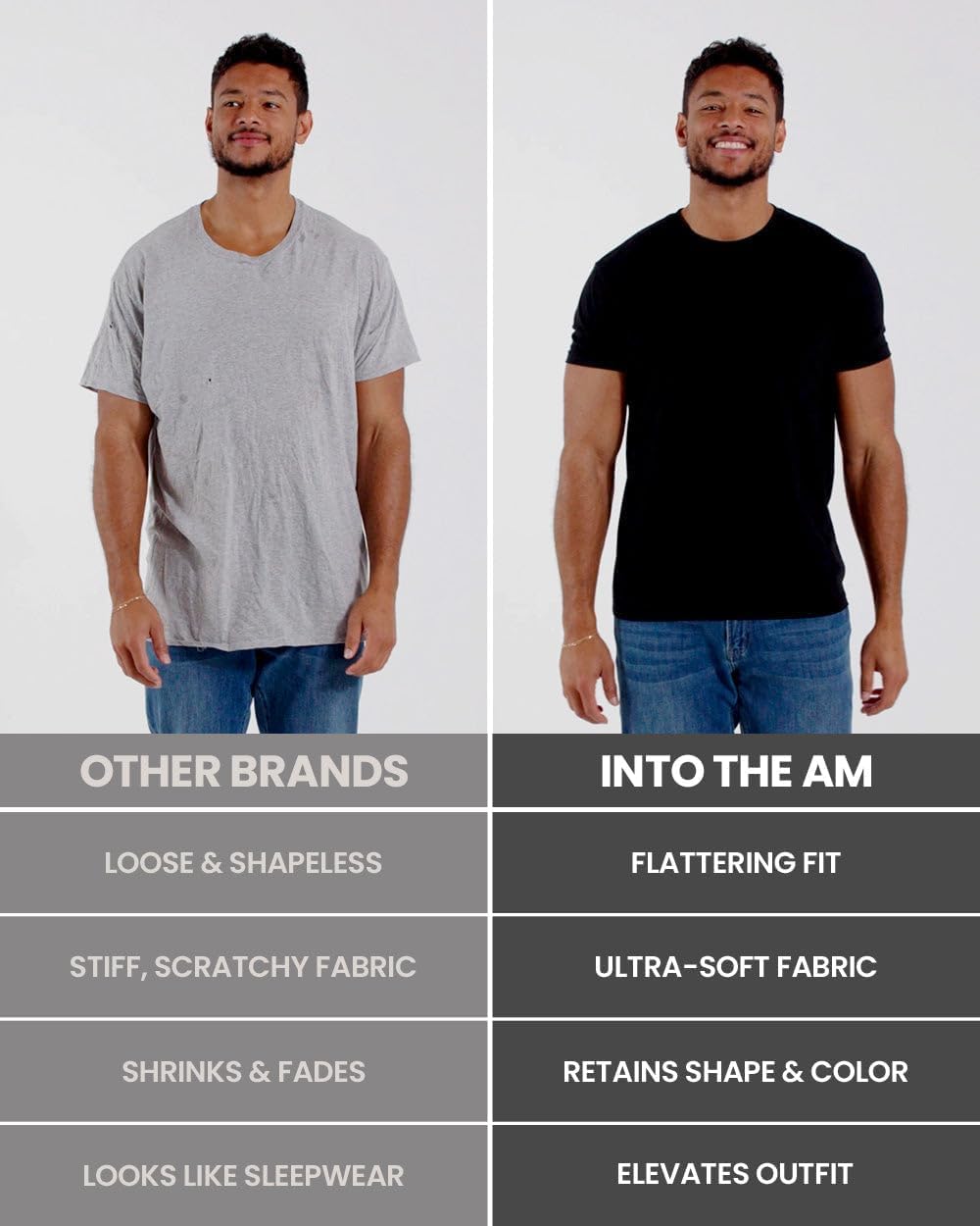 INTO THE AM Men's Plain Tees - Fitted Crewneck T-Shirts Casual Gym Workout Black White Short Sleeve Tshirts Shirts for Men (Black, X-Large)