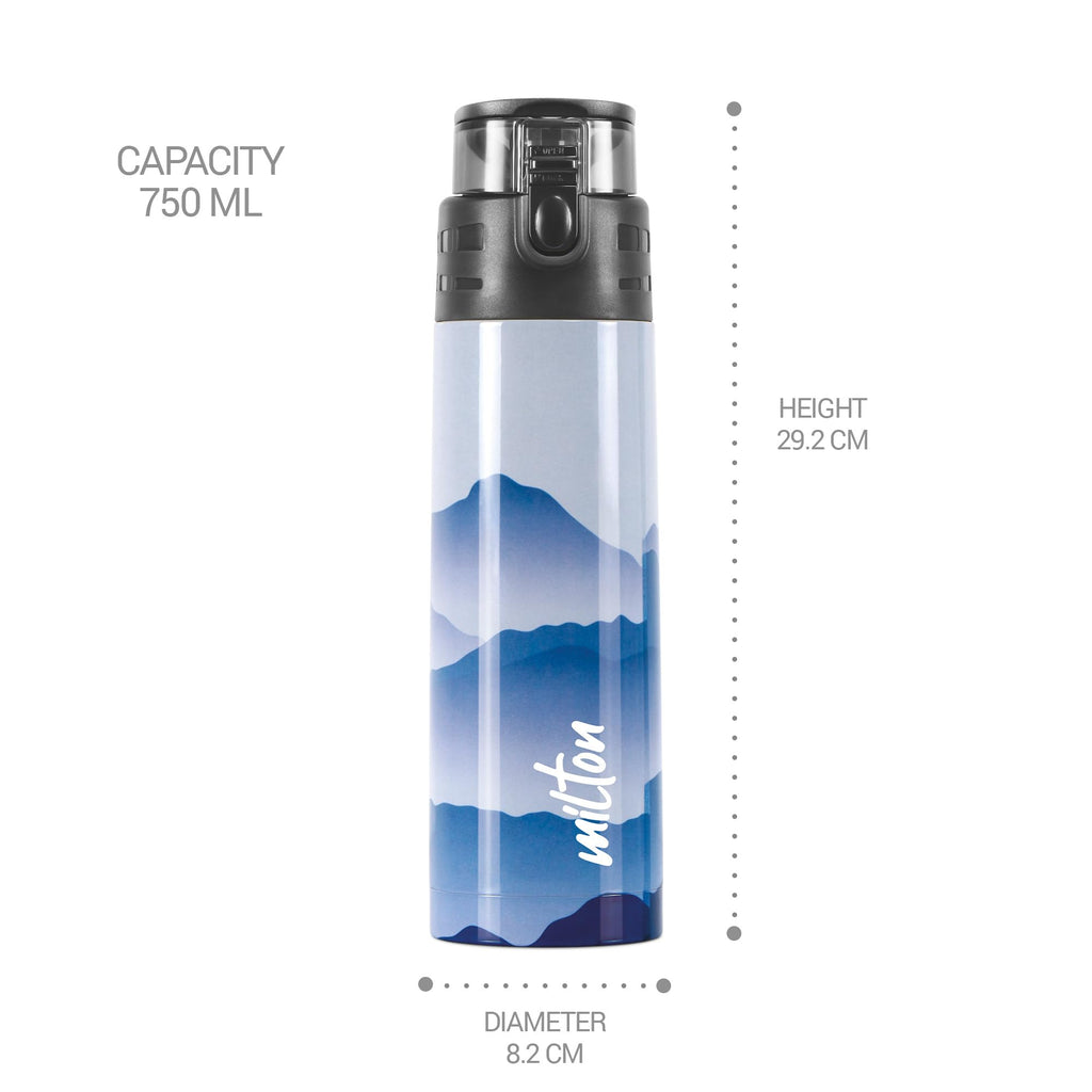 Milton Artesia 900 Thermosteel Insulated Water Bottle, 750 ml, Blue | Hot and Cold | Leak Proof | Office Bottle | Sports | Home | Kitchen | Hiking | Treking | Travel | Easy to Carry | Rust Proof