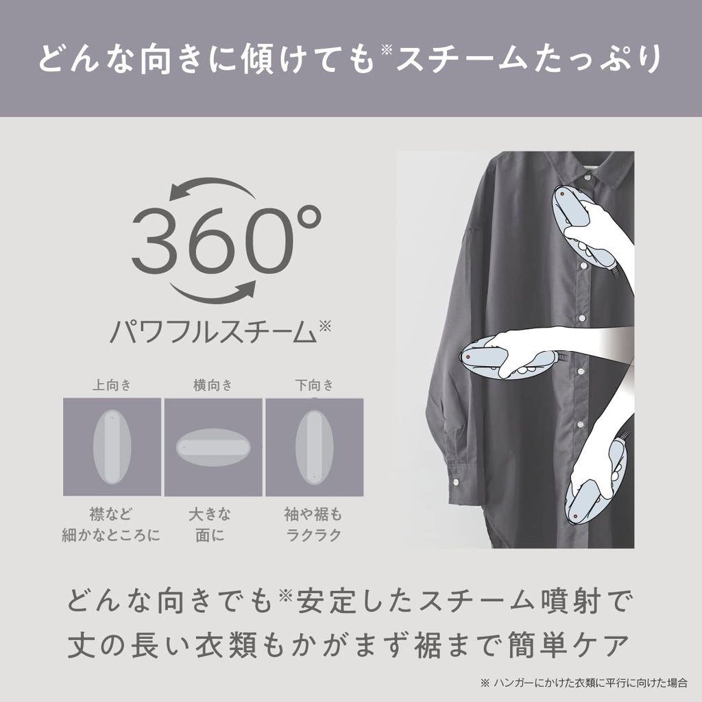 Panasonic NI-FS690 Clothes Steamer, 360° Powerful Steam 100V Only Japan Import 2023 Model (Black) (Frost blue)