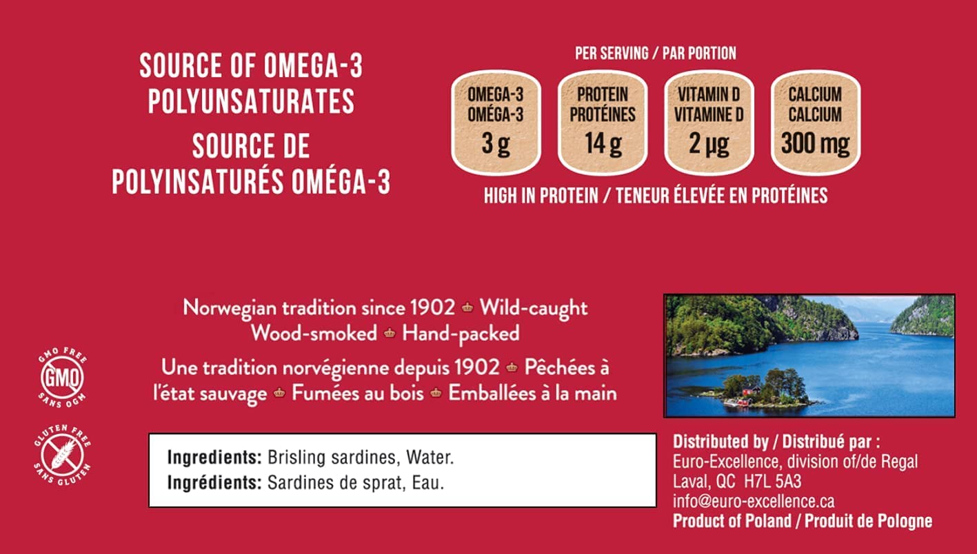 King Oscar, Wild-caught Brisling Sardines in Water, 106.00 g (Pack of 12)