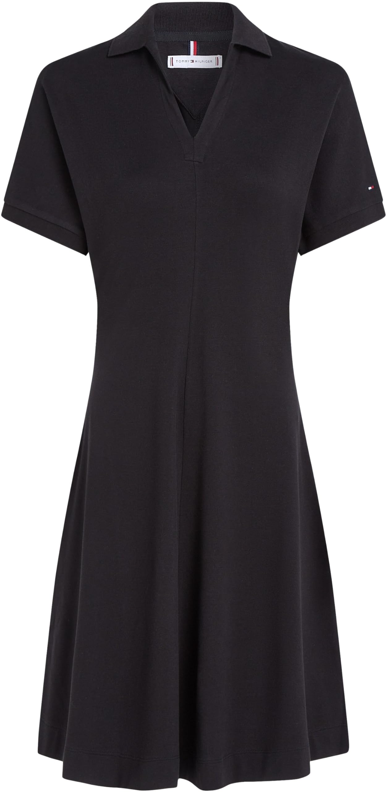 Tommy Hilfiger Vestido Tipo Polo Mujer Lyocell Fit & Flare, Negro (Black), XXL