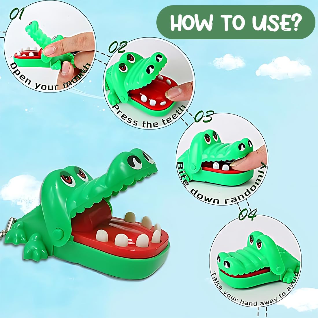 2 Piezas Cocodrilo Tiburón Dentista Juego para niños, Divertido Boca Dentista Bite Finger Familia Juego, Cocodrilo Juguete De Entretenimiento Familiar Juguete Interactivo Familiar para Niños