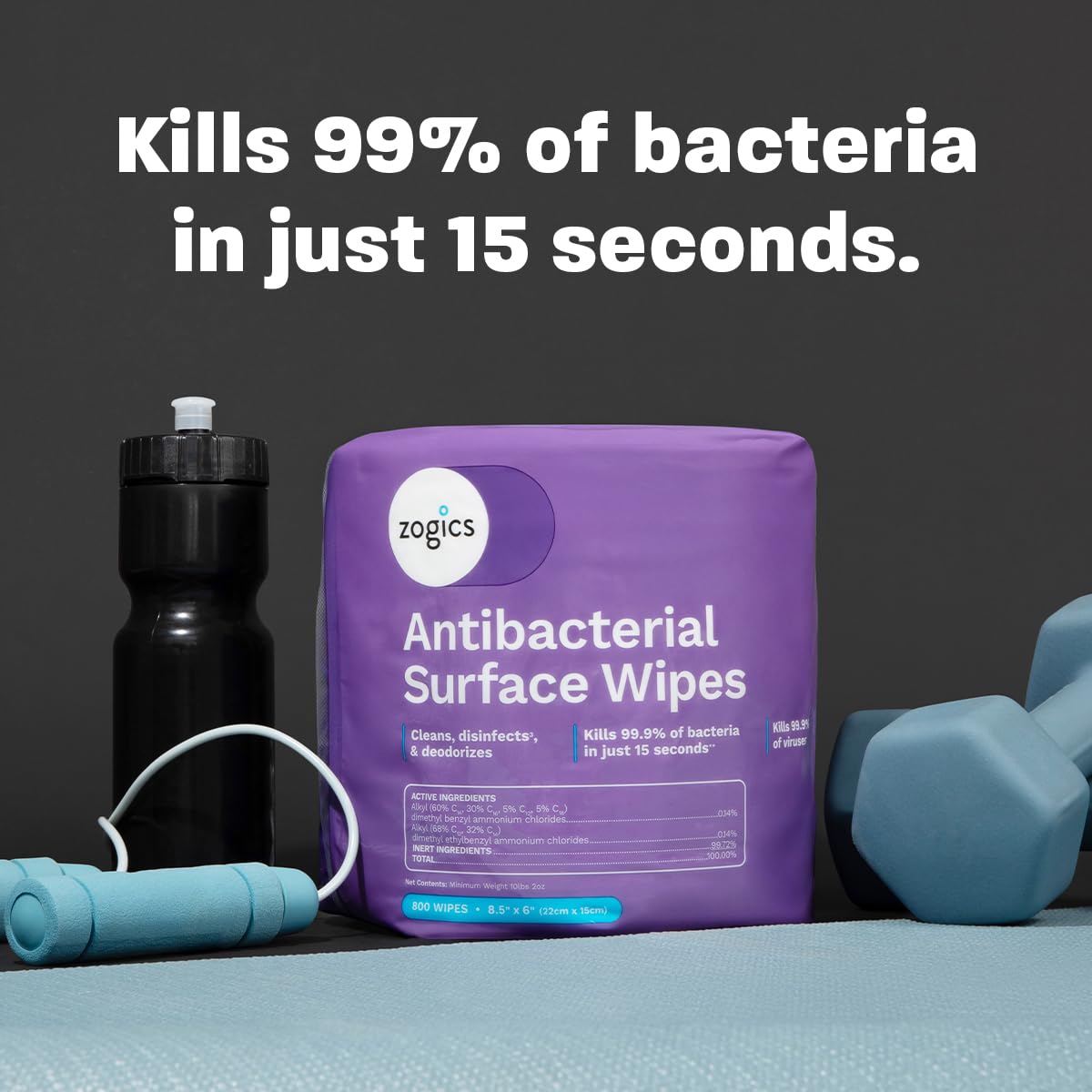 Zogics Antibacterial Disinfecting Wipes, 800 Count Roll
