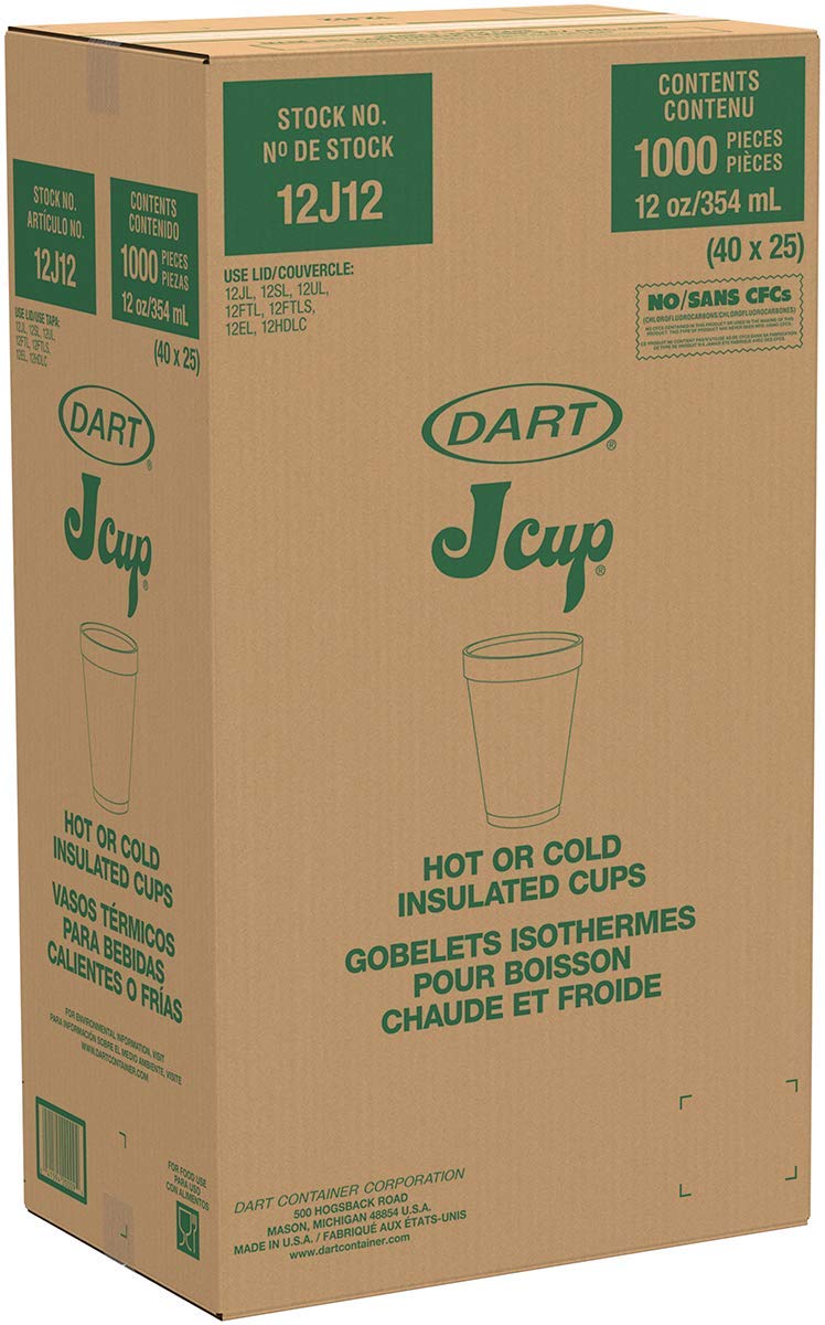 Dart 12 oz Insulated Foam Hot/Cold Cup, 12J12 (1,000 Count)