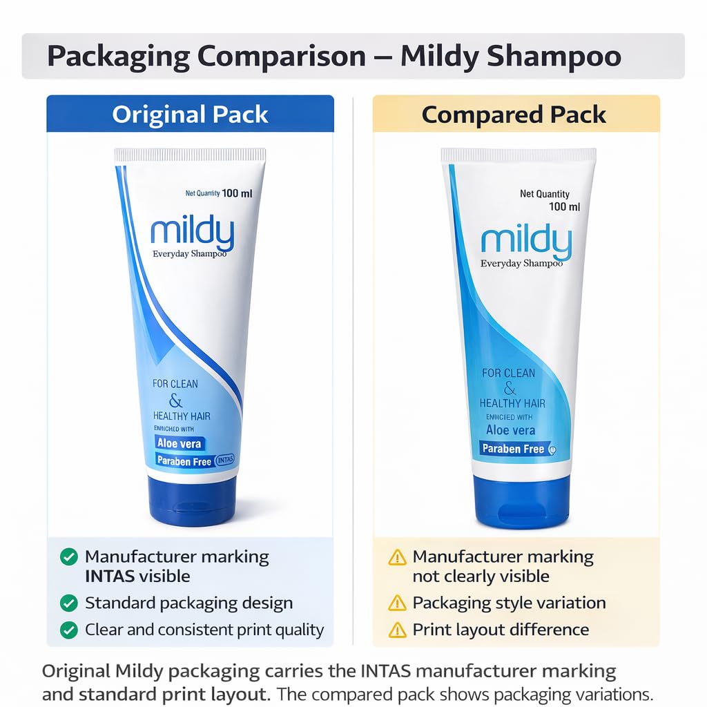 Mildy Everyday Shampoo for Clean & Healthy Hair Enriched with Aloe vera 100ml pack of 2