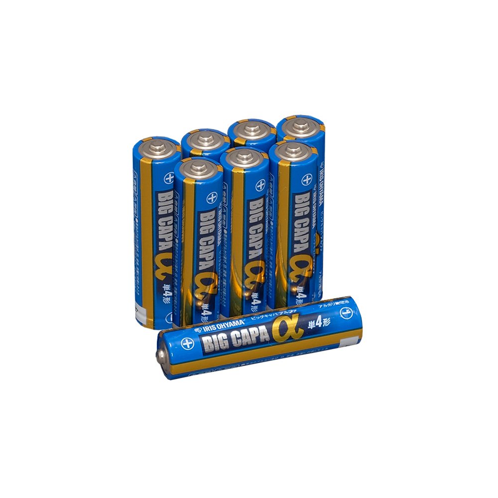 Iris Ohyama BIG CAPA α LR03IB/8S AAA Alkaline Batteries, 8 Batteries, AAA Batteries, Bulk Purchase, Disaster Prevention, Emergencies, New Life, 10 Years Storage, Long Life