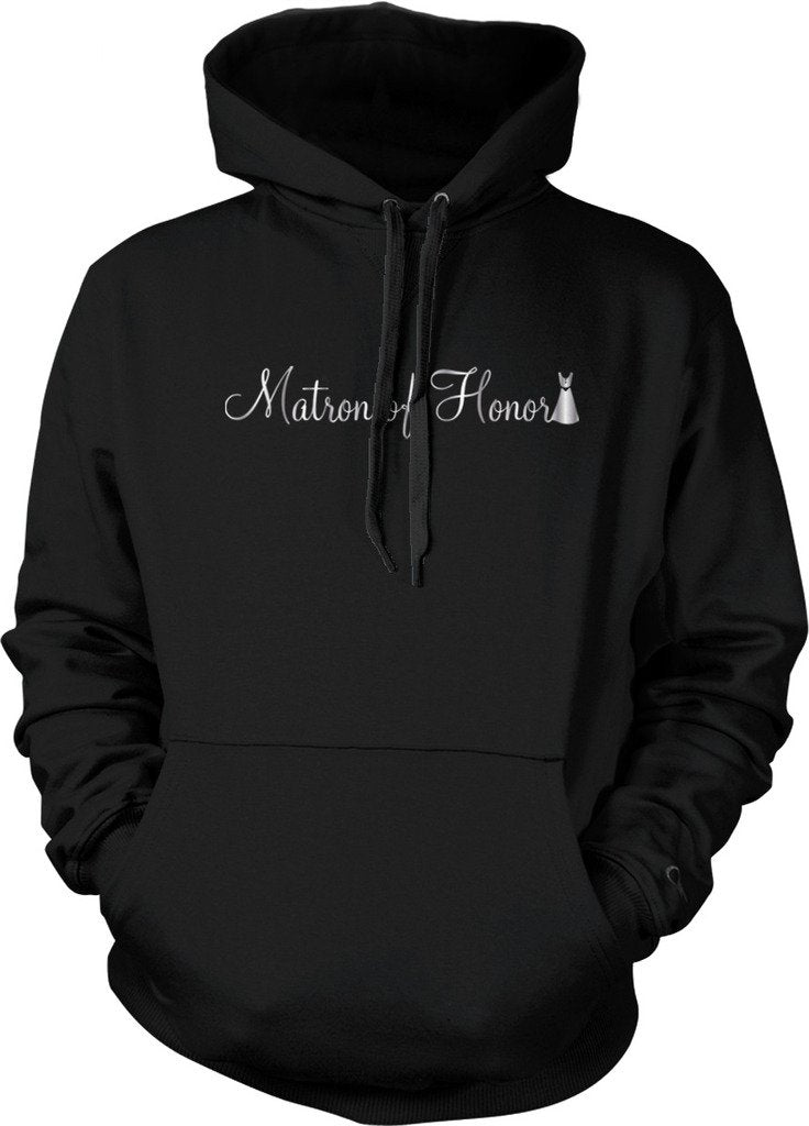 NOFO Clothing Co Metallic Silver Matron of Honor, Maid of Honor Hooded Sweatshirt