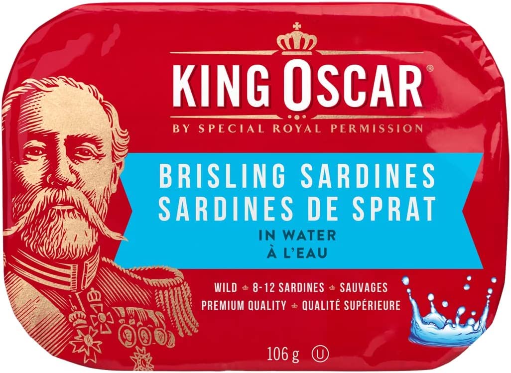 King Oscar, Wild-caught Brisling Sardines in Water, 106.00 g (Pack of 12)