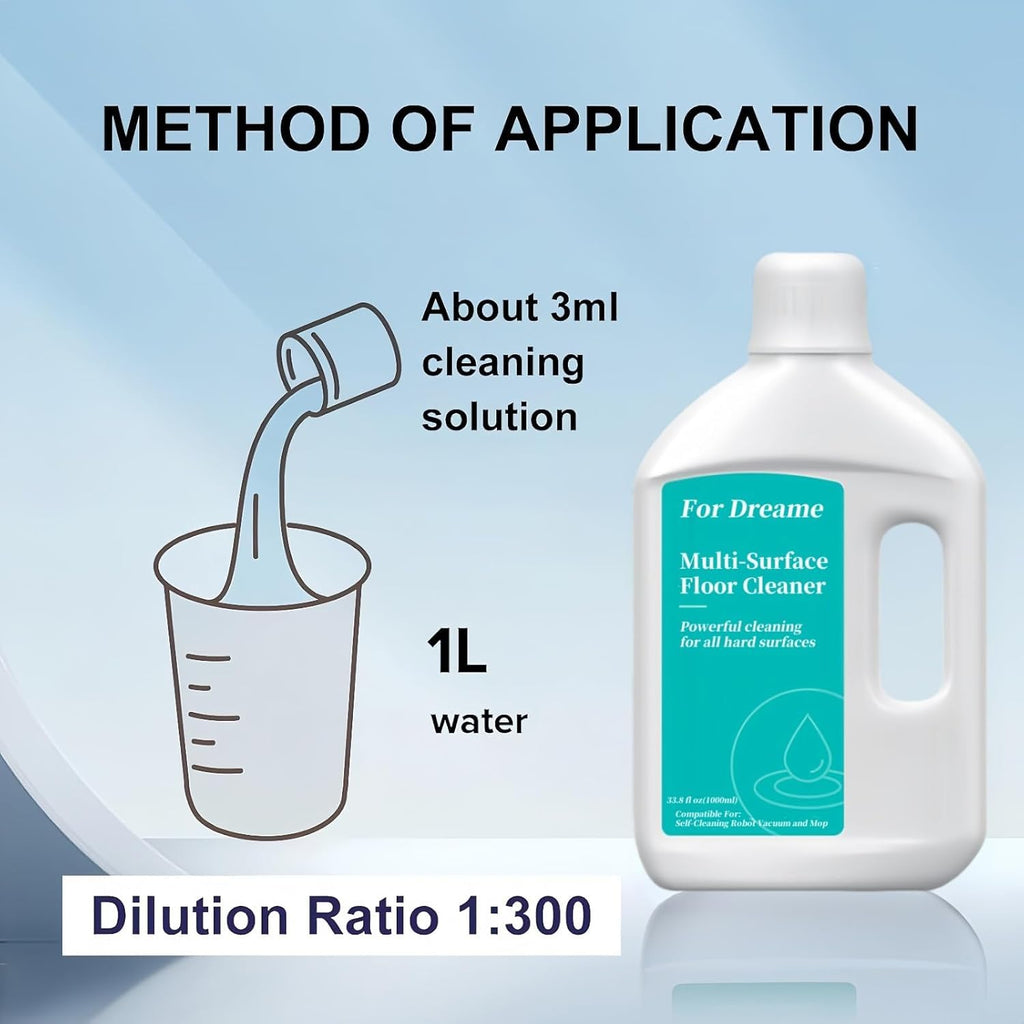 Dreame Rengöringslösning W10/W10 Pro/L10s Ultra/L10 Prime/L10s Pro Ultra 1000 ml flaska för djuprengöring