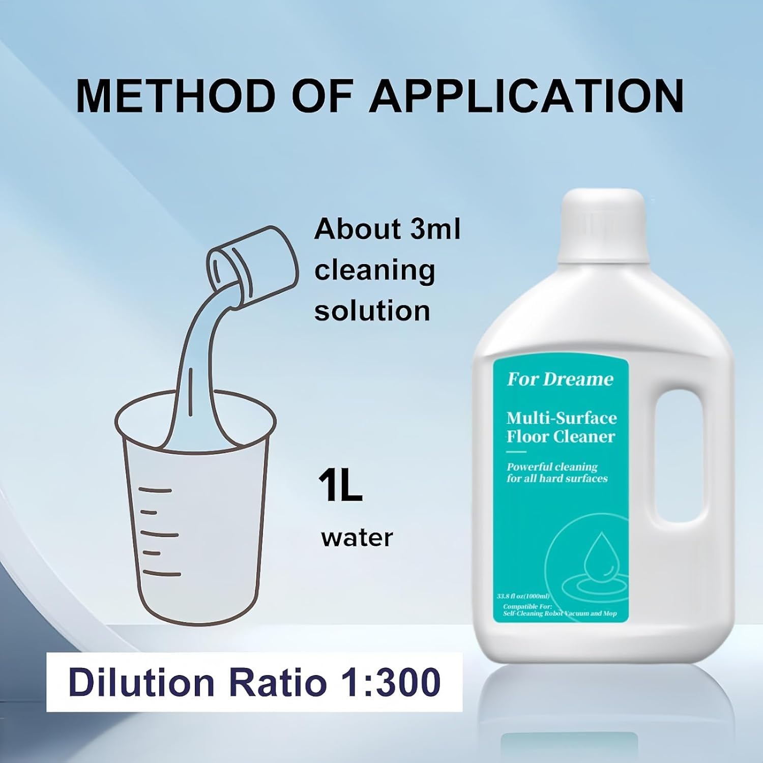 Dreame Rengöringslösning W10/W10 Pro/L10s Ultra/L10 Prime/L10s Pro Ultra 1000 ml flaska för djuprengöring