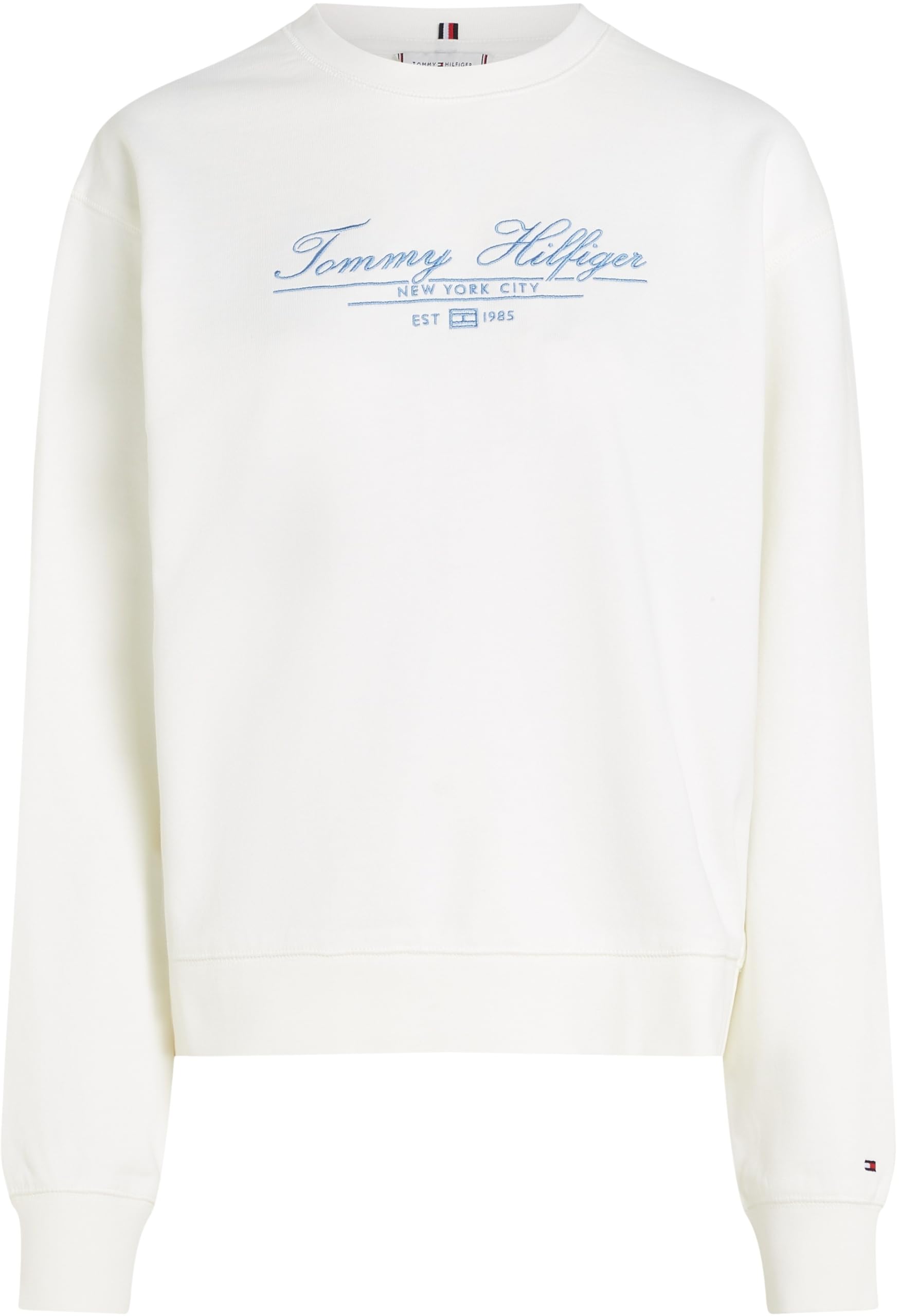 Tommy Hilfiger Sudadera Mujer Script de algodón, Blanco (Ecru), S