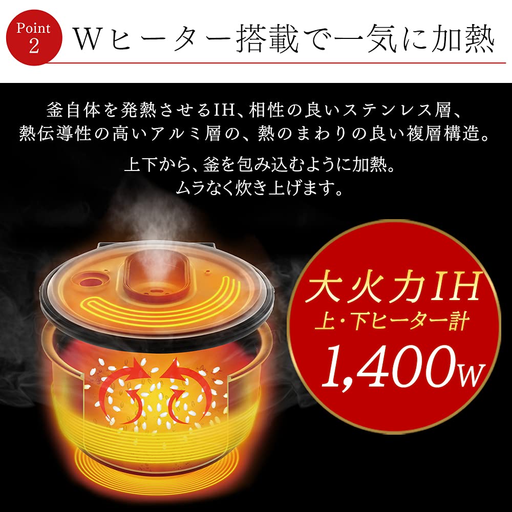 IRIS OHYAMA RC-IK10-B RC-IK10-B, Whole Grain Rice Cooker with Induction Function, Pack of 10