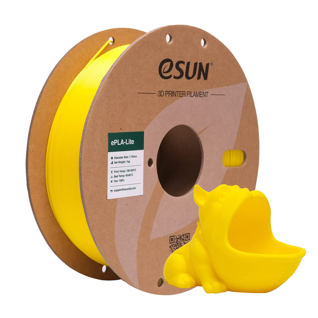 eSUN PLA Lite Filament 1.75mm, Modified 3D Printer Filament PLA, Dimensional Accuracy +/- 0.05mm, 1KG Spool (2.2 LBS) 3D Printing Filament for 3D Printers, Yellow