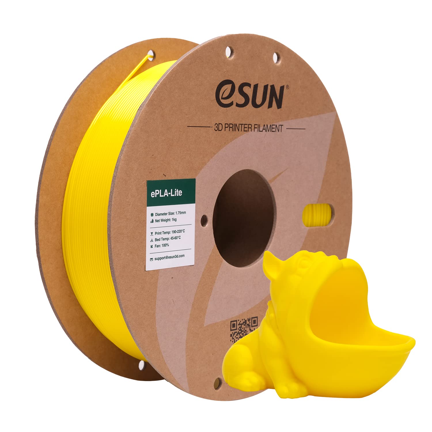 eSUN PLA Lite Filament 1.75mm, Modified 3D Printer Filament PLA, Dimensional Accuracy +/- 0.05mm, 1KG Spool (2.2 LBS) 3D Printing Filament for 3D Printers, Yellow