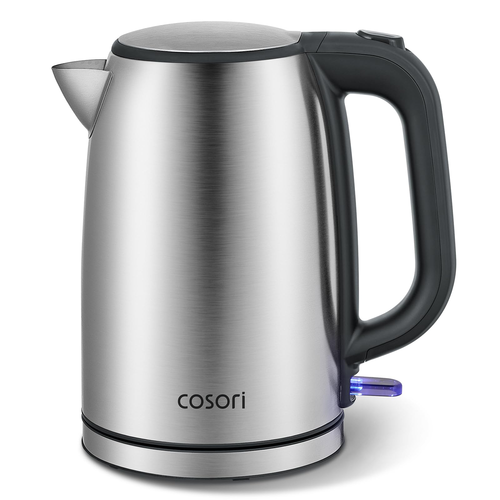 COSORI Stainless Steel Kettle, BPA-Free, 1.7 L, Strix Technology, Boils in 3 Minutes, 2200 W, Large Opening, Boil-Dry Protection, 360° Rotating Base, Silver/Black