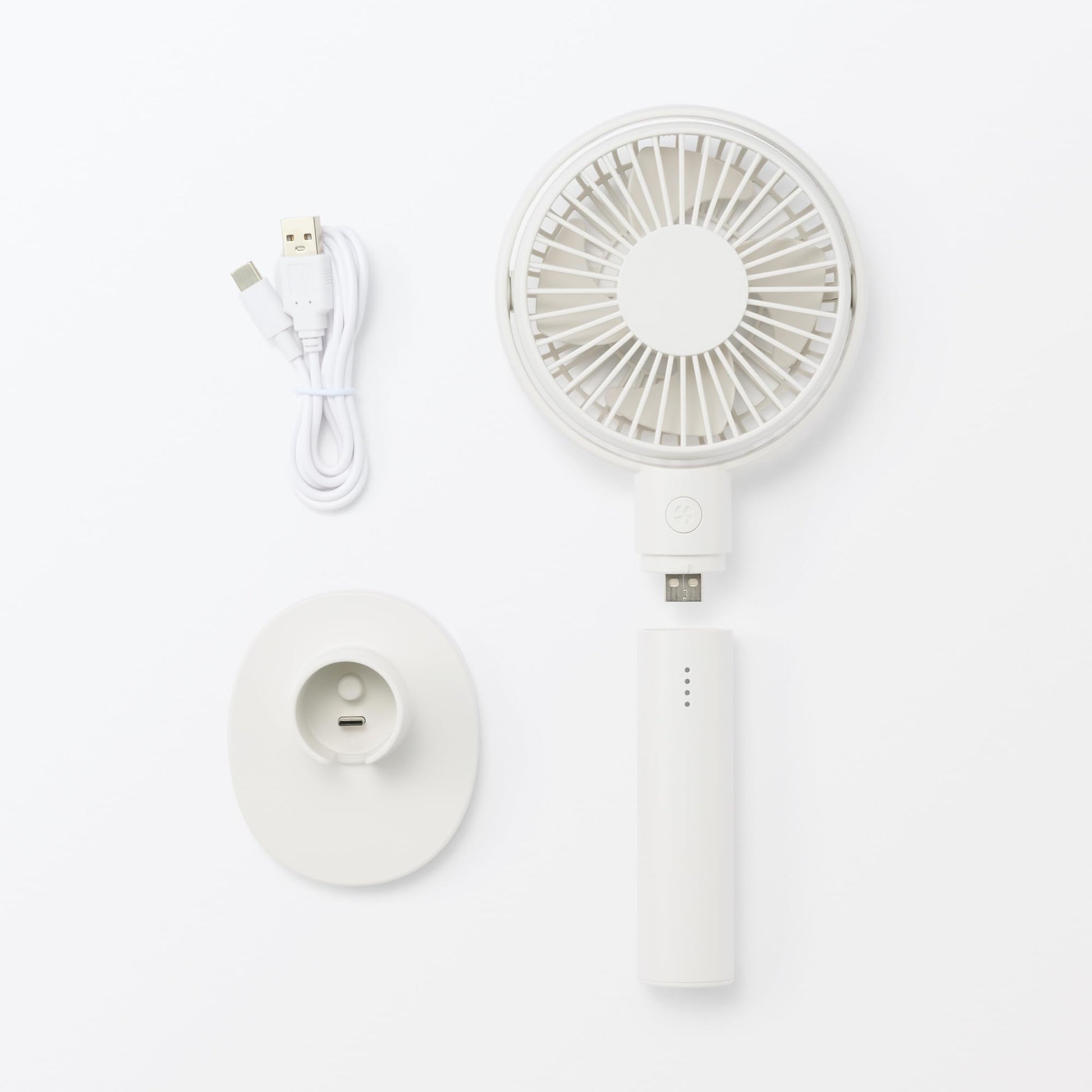 無印良品 MUJI 83926007 Adjustable Angle Rechargeable Handy Fan, White/MJ-MH4-WH