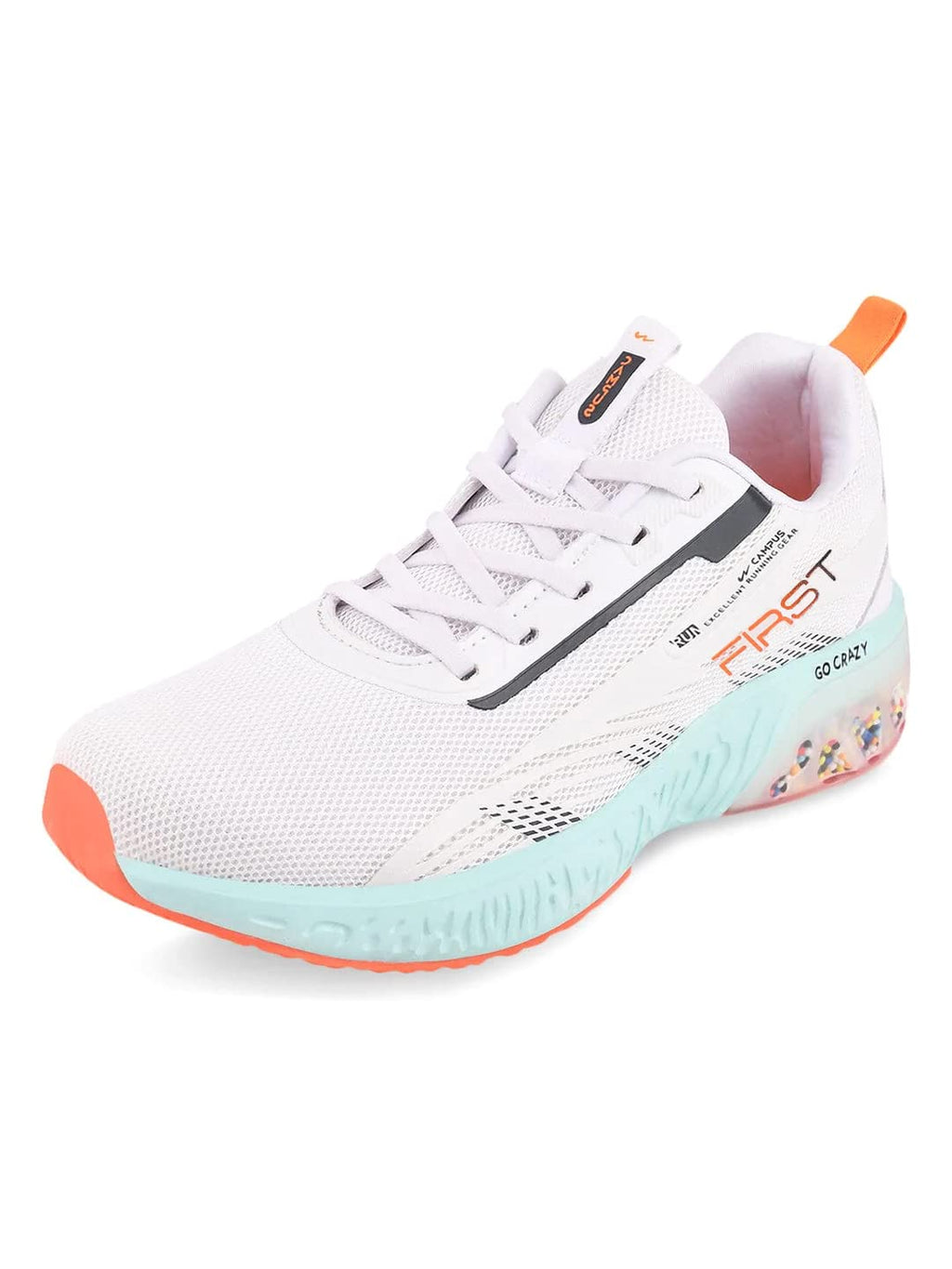 Campus Men's First WHT/SIL/B.ORG Running Shoes -9 UK/India