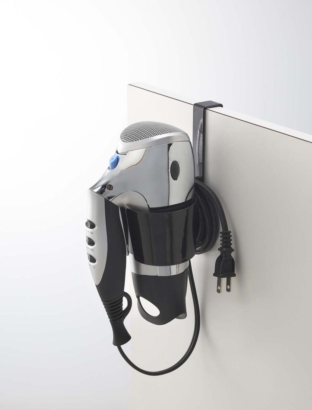 Yamazaki 7582 Dryer Holder, Black, Approx. W 3.9 x D 4.7 x H 5.9 inches (10 x 12 x 15 cm), For Dryer Storage, Neatly Stores Cords