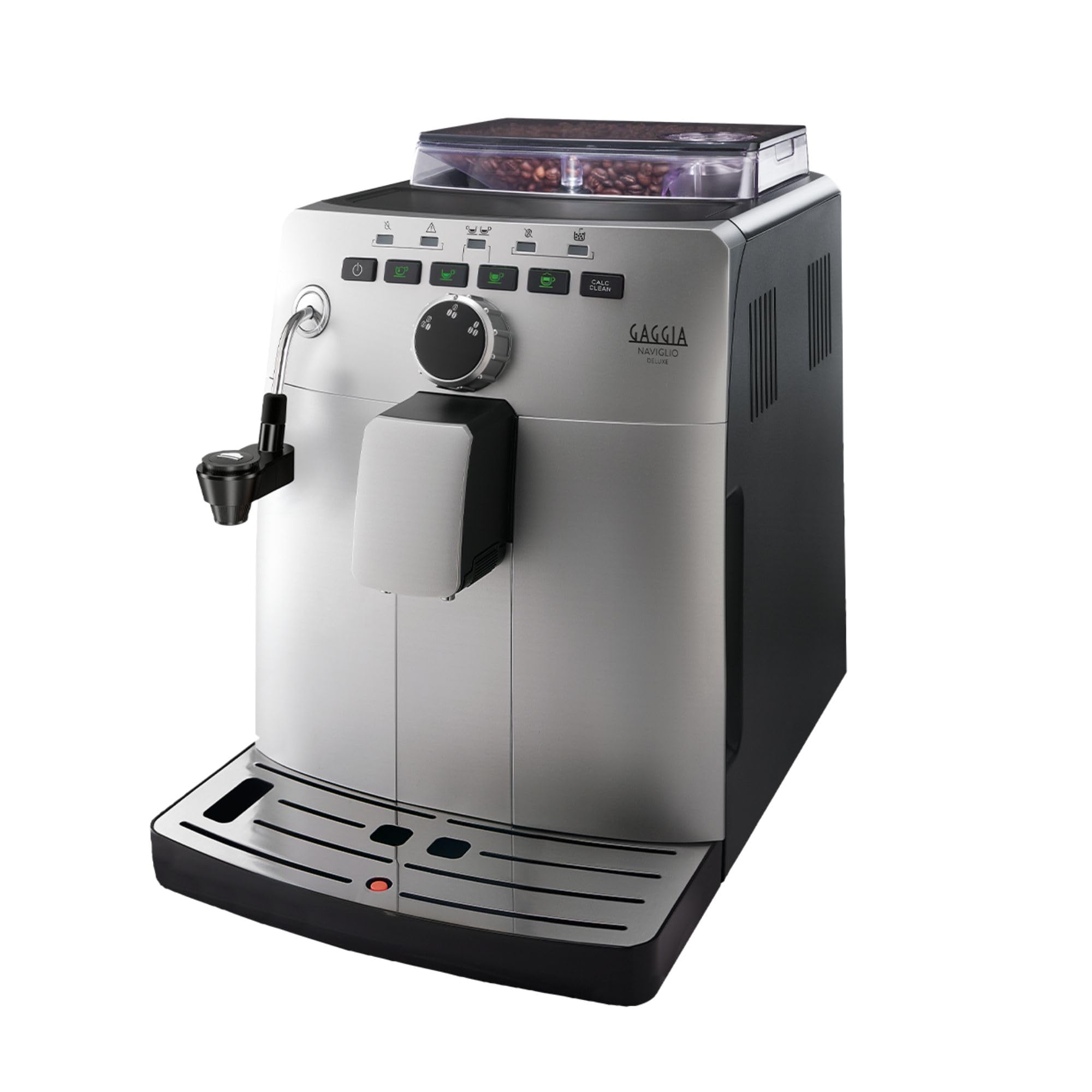 Gaggia HD8749/11 Naviglio Deluxe - Cafetera Automática, para Espresso y Cappuccino, Café en Grano, 1,5 L, 100% Made in Italy 15 Bar, 1850 W, 230V, Plata, 100% Made in Italy