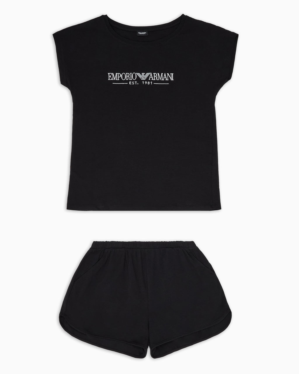 Emporio Armani Short Pajamas Set Juego de Pijama, Negro, S para Mujer