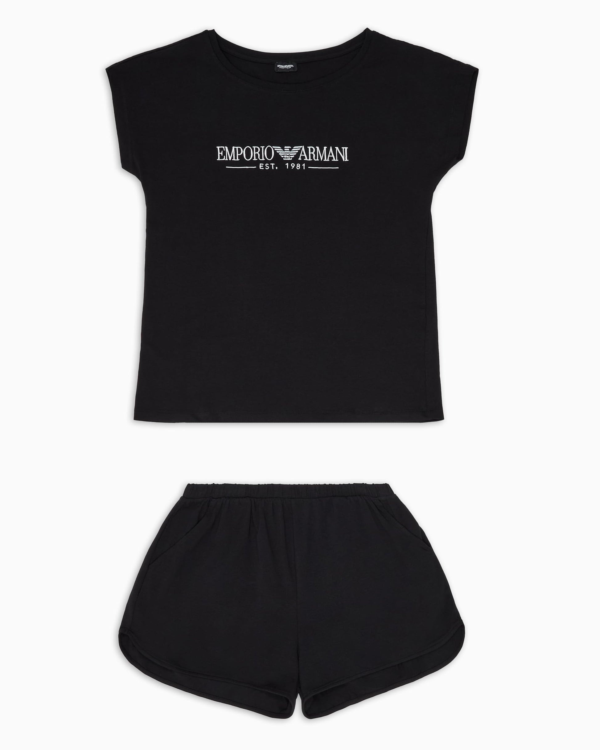 Emporio Armani Short Pajamas Set Juego de Pijama, Negro, S para Mujer