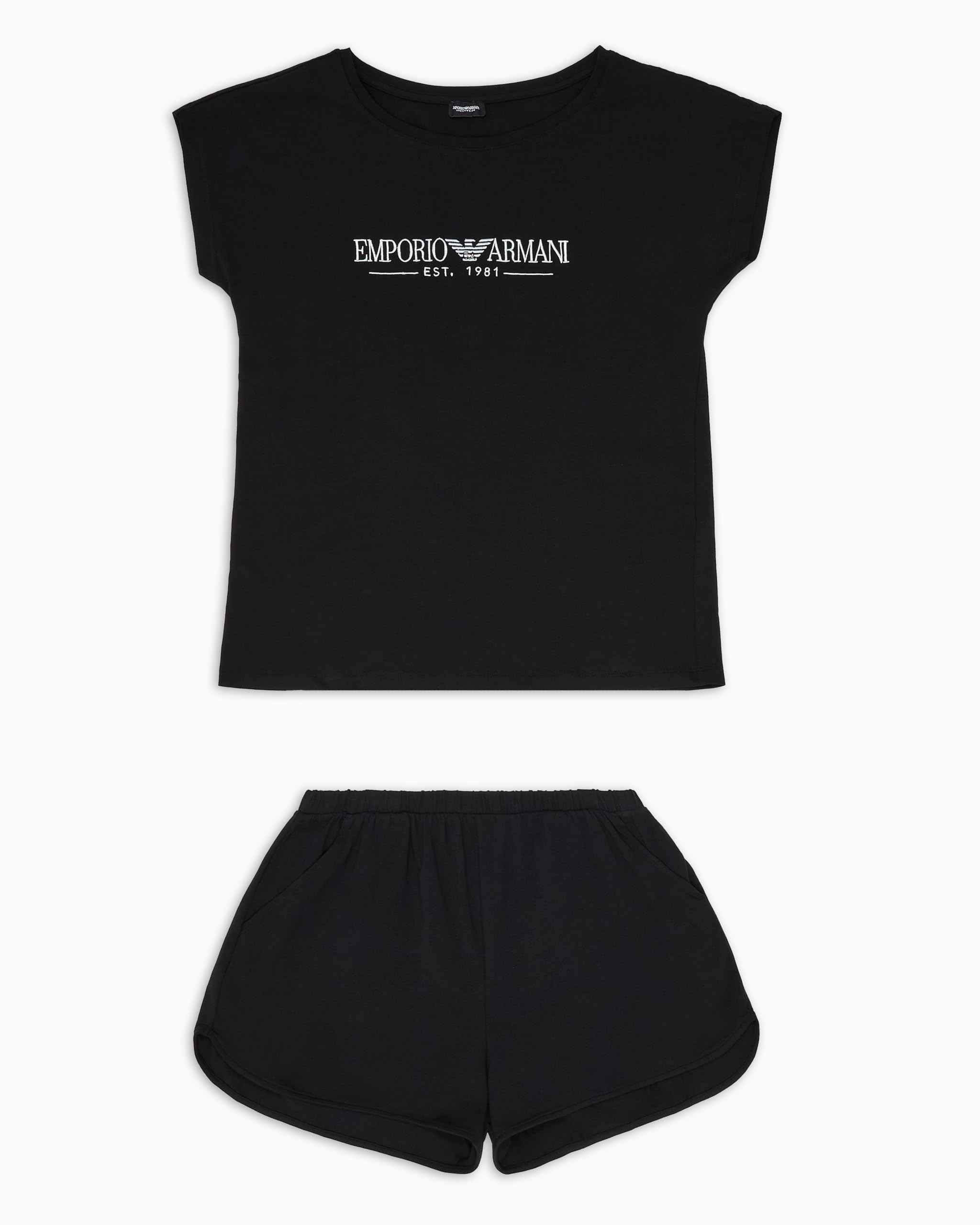 Emporio Armani Short Pajamas Set Juego de Pijama, Negro, S para Mujer