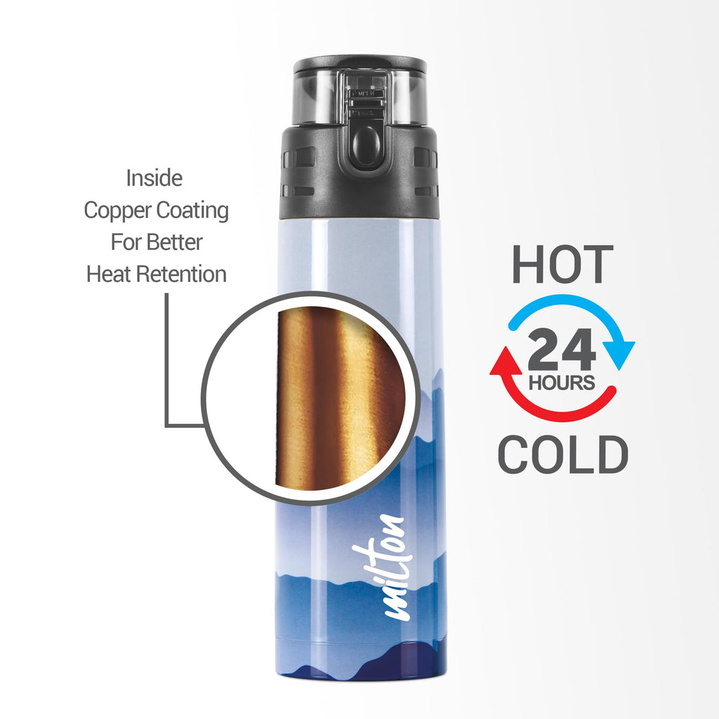 Milton Artesia 900 Thermosteel Insulated Water Bottle, 750 ml, Blue | Hot and Cold | Leak Proof | Office Bottle | Sports | Home | Kitchen | Hiking | Treking | Travel | Easy to Carry | Rust Proof