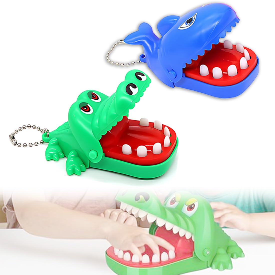 2 Piezas Cocodrilo Tiburón Dentista Juego para niños, Divertido Boca Dentista Bite Finger Familia Juego, Cocodrilo Juguete De Entretenimiento Familiar Juguete Interactivo Familiar para Niños