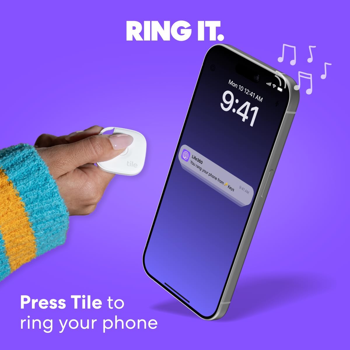 Tile by Life360 Mate - Bluetooth Tracker, Keys Finder and Item Locator for Keys, Bags and More, Phone Finder, Both iOS and Android Compatible, Pack of 1 (Black)