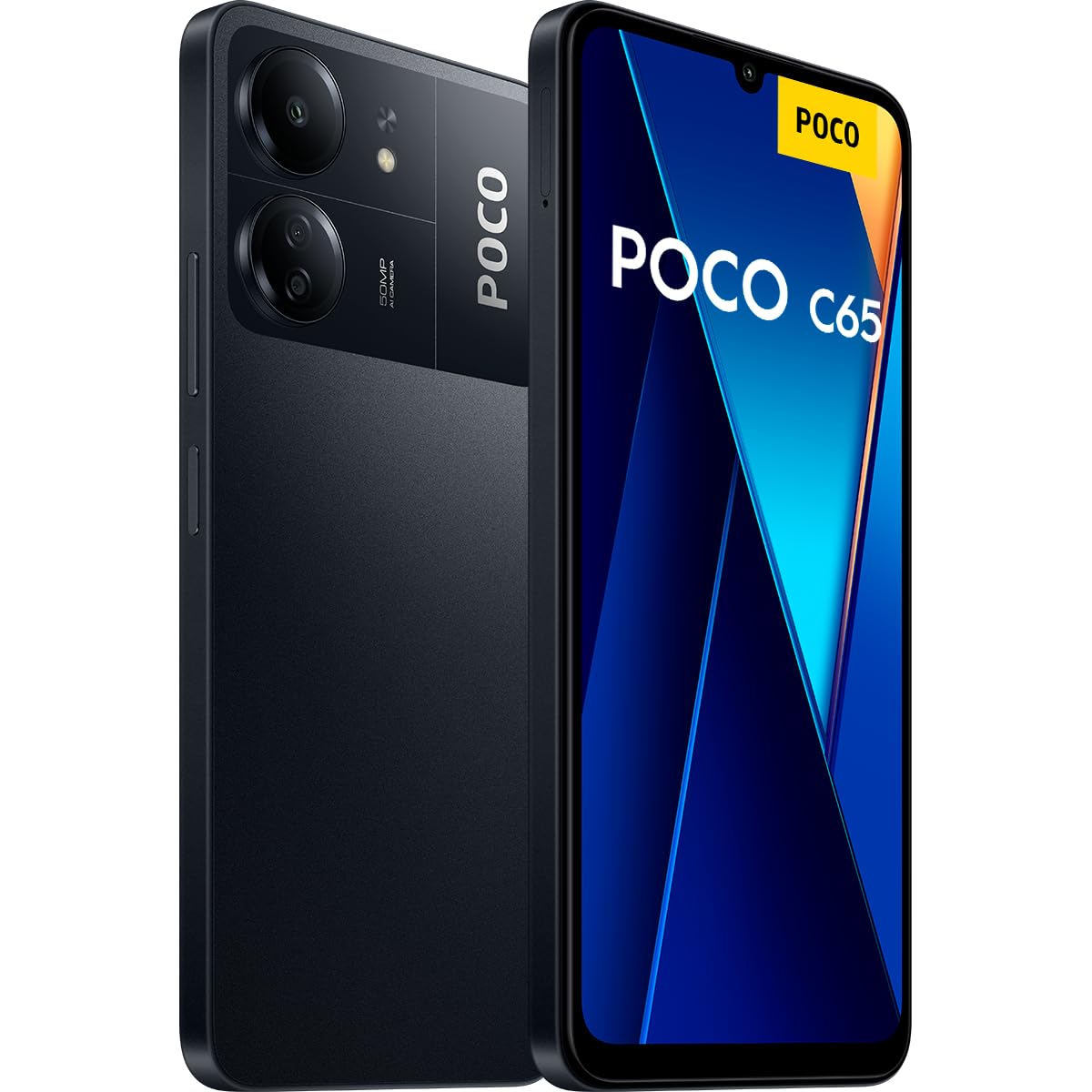 Xiaomi POCO C65 Smartphone hörlurar, 8 256 GB mobiltelefon utan kontrakt, 6,74 tum 90 Hz skärm, 5 000 mAh, 18 W snabb laddning, 50 MP AI trippelkamera, svart (DE version + 2 års garanti)