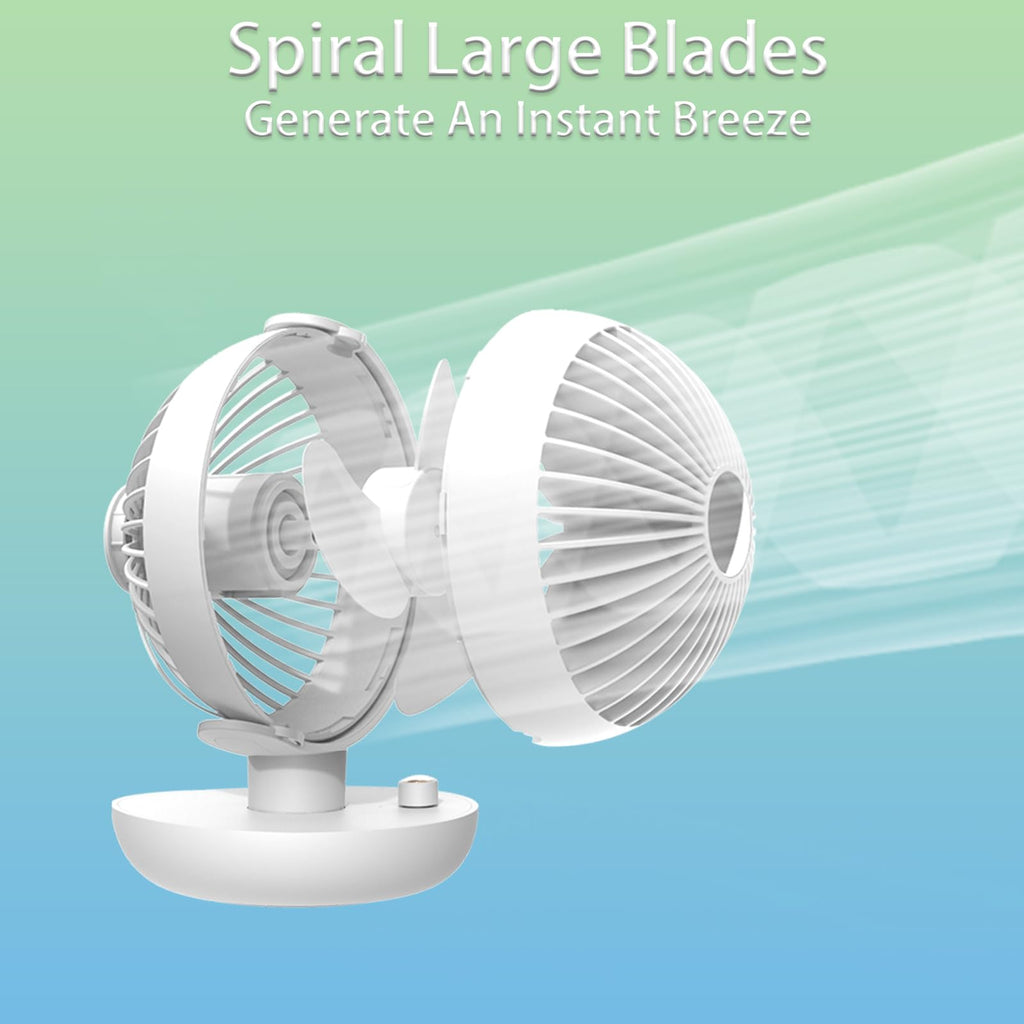 Desk Fan, 5600mAh Adjustable Angle Battery Operated Fan with 3 Wind Speed Safety Child Lock Low Power Reminder, Low Nosie Portable Fan for Bedroom Home Office (White)