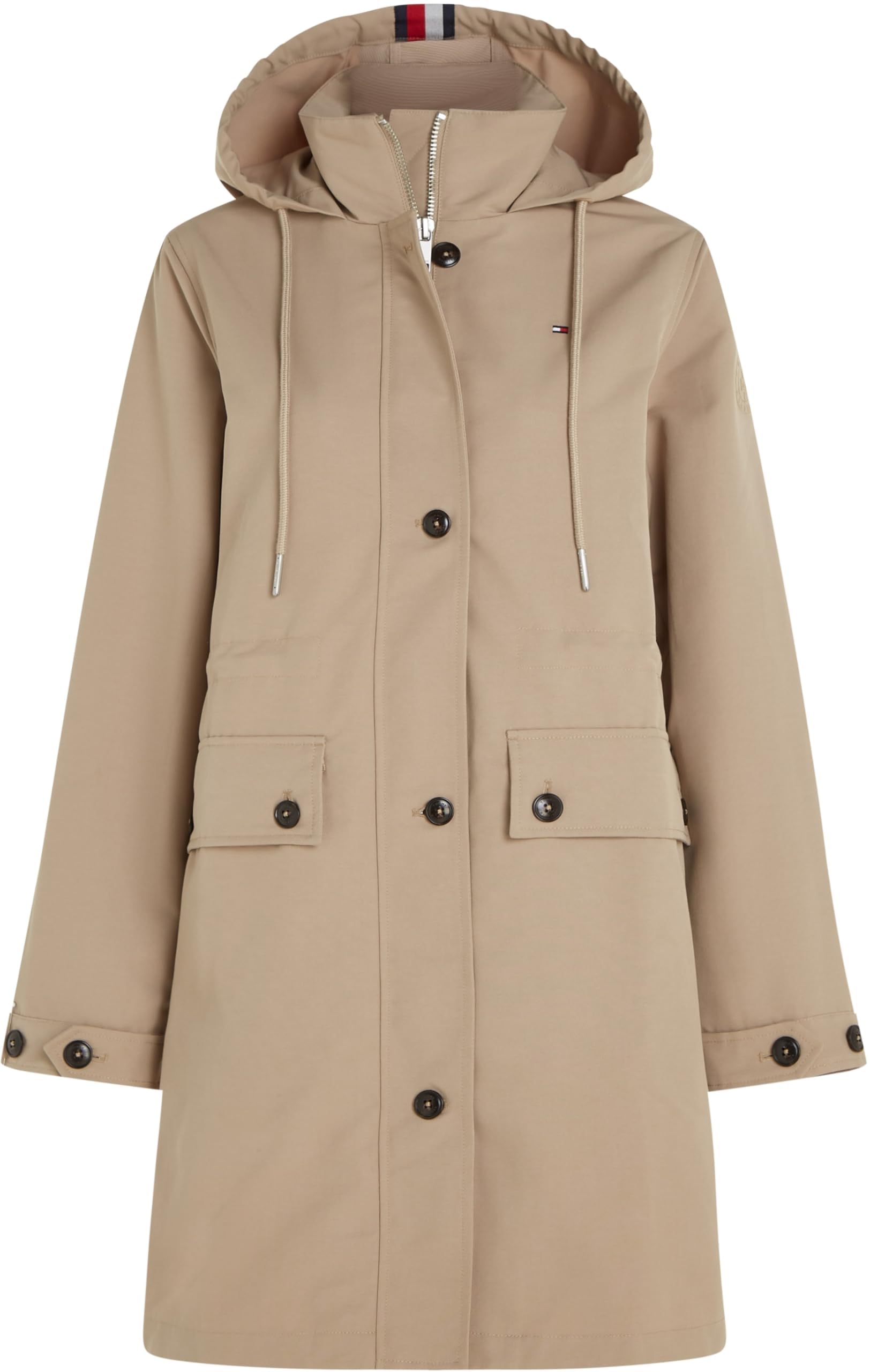 Tommy Hilfiger Parka Mujer Impermeable, Beige (Beige), 42