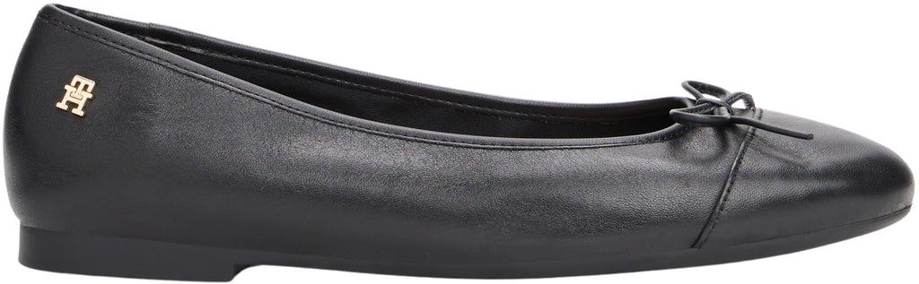 Tommy Hilfiger Bailarinas Mujer Toe Cap de Piel, Negro (Black), 39
