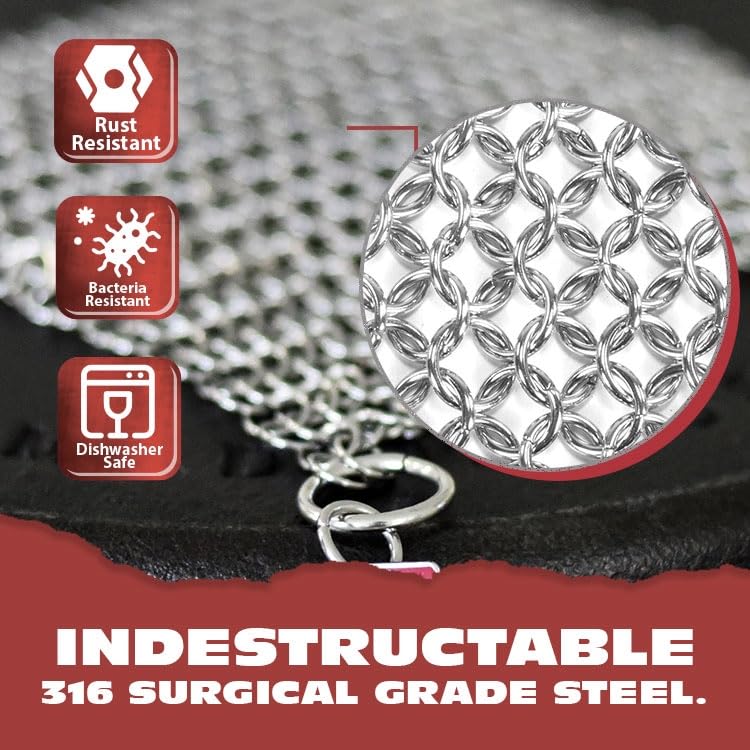Knapp Made Chainmail Bulaşık Bezi 17,78 cm x 12,7 cm - Kirli Süngerinizi Değiştirin - Çok Amaçlı Mutfak Gereçleri, Tencere ve Tavalar Temizleyici - Ömür Boyu Sürer