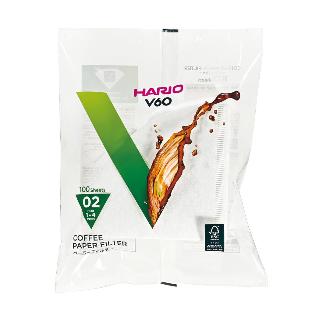 Hario Filtro De Papel para Coador de Café Branco V60 Tamanho 02 Pacote Com 100 Unidades Original Japão