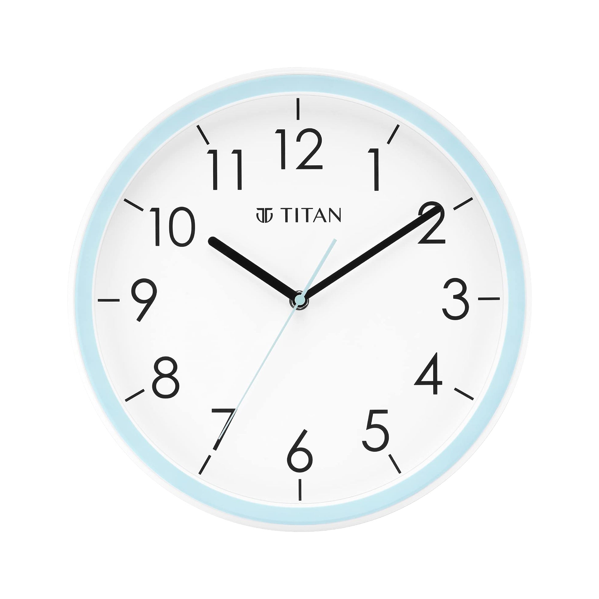 Titan Contemporary Blue Wall Clock with White Dial, Minimal Design, Silent Sweep, Model W0055PA02 | 32.5 cm x 32.5 cm x 5.0 cm