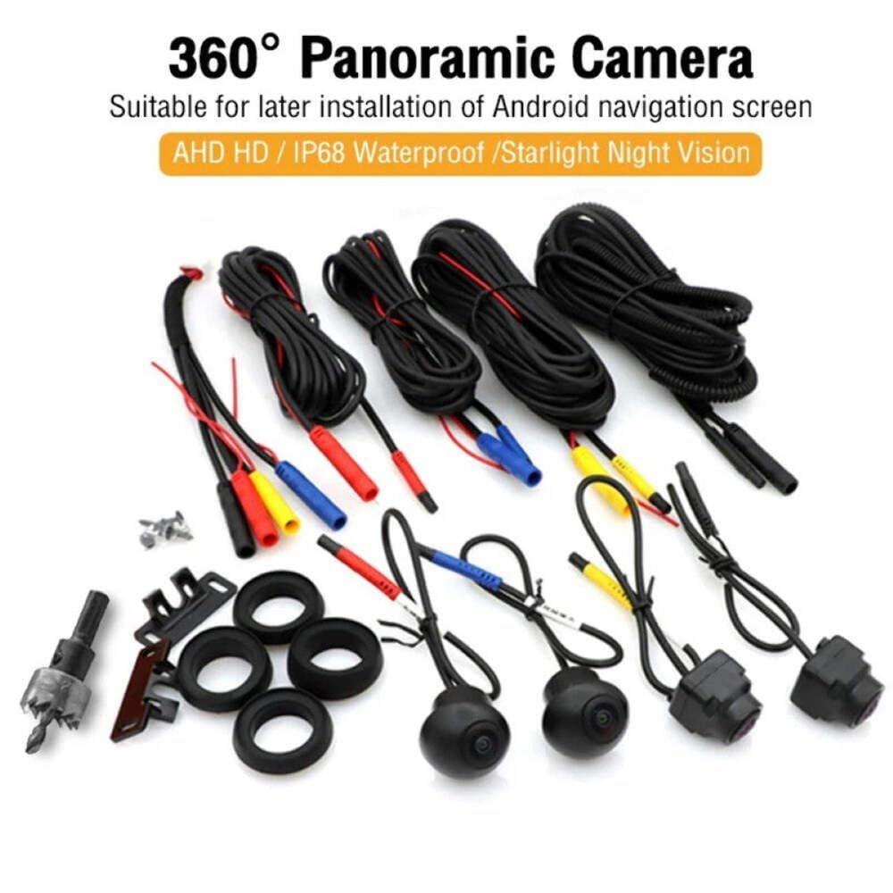 Car Craft Compatible with Android Player 360 Car Camera Panoramic Surround View 1080p Ahd Right+Left+Front+ Rear View Camera System Ahd CC-7793