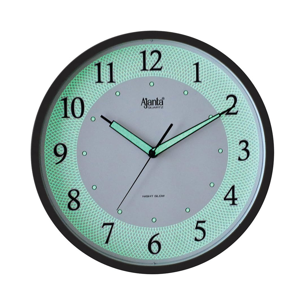 Ajanta 12 Inches Silent Sweep Radium Analog Wall Clock - Night Glow, White Dial - 30x30 cm (P. White)
