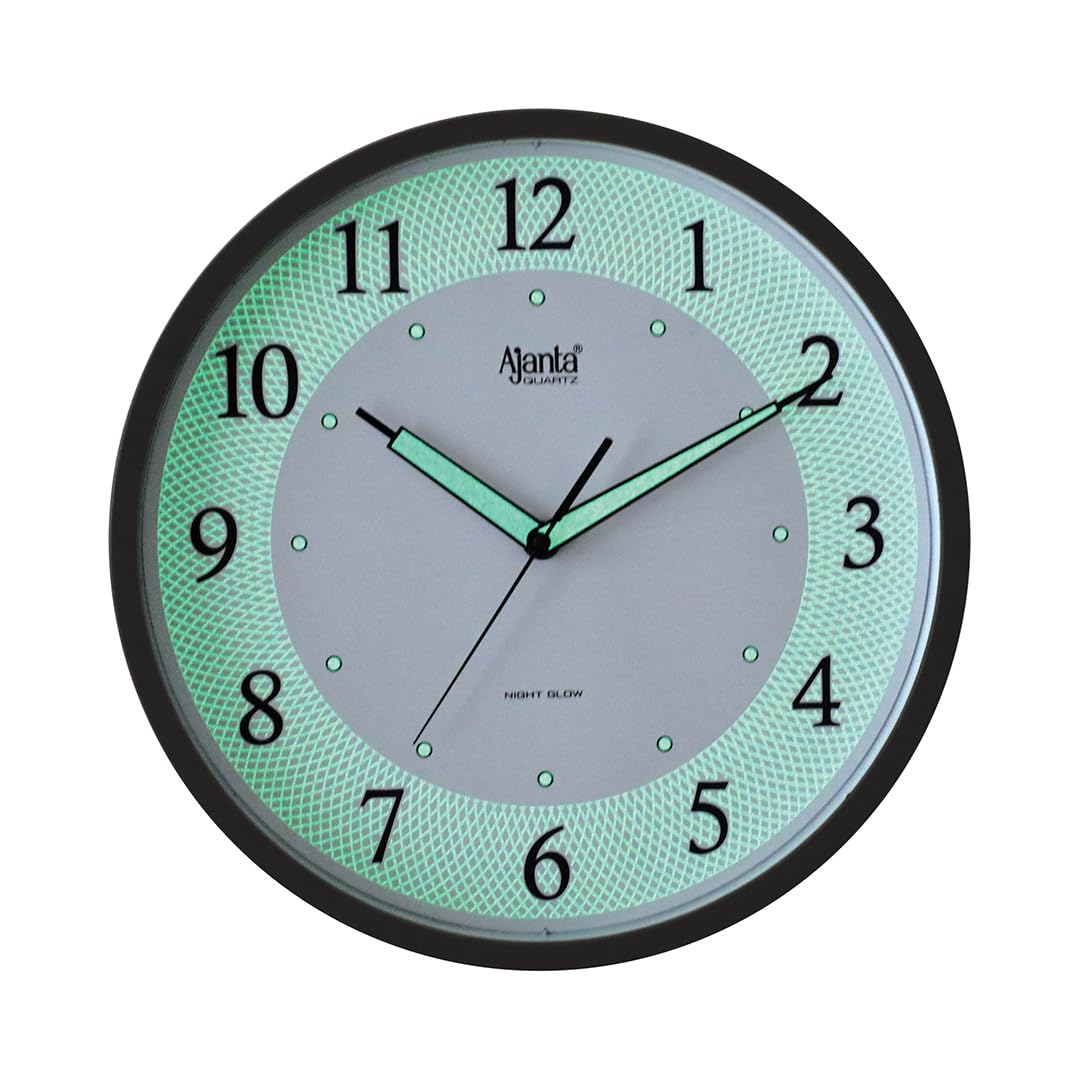 Ajanta 12 Inches Silent Sweep Radium Analog Wall Clock - Night Glow, White Dial - 30x30 cm (P. White)