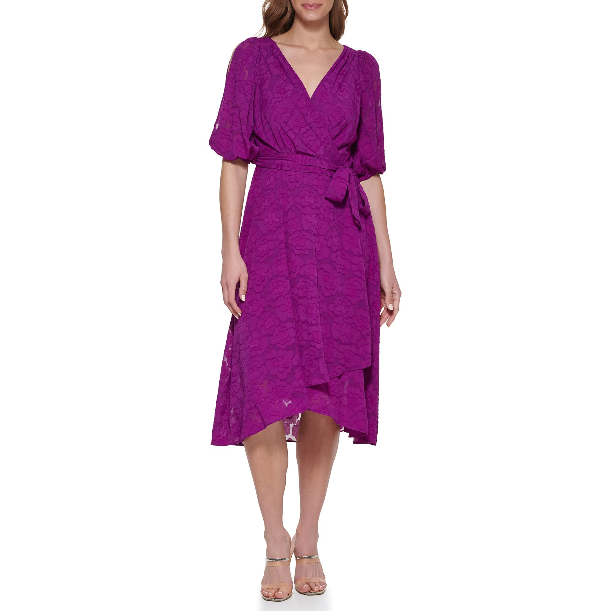 DKNY Vestido de Mujer Fuax con Mangas voleteadas, Magnolia, 44