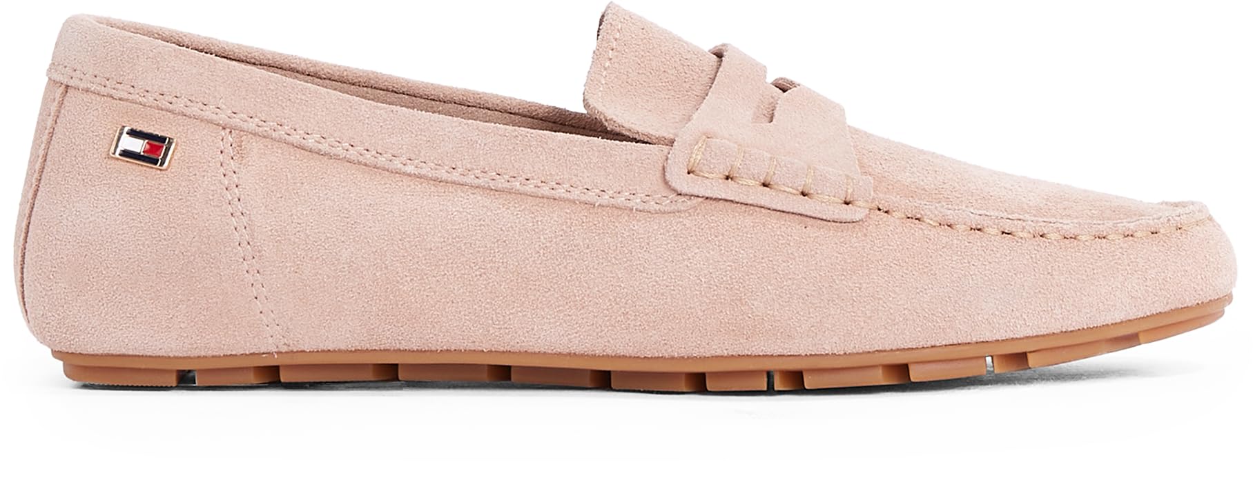 Tommy Hilfiger Mocasines Mujer Flag Soft Suede Loafer Elegante, Marrón (Claystone), 37