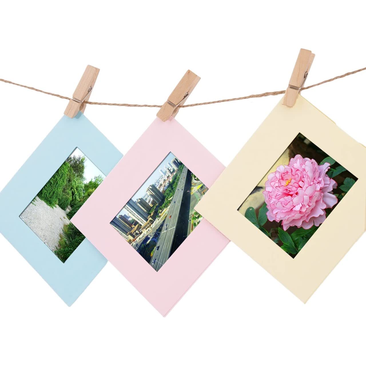 ecofynd 30 pcs Mini Natural Wood Pin for Photos, Wooden Small Photo Clips, Mini Close Pins for Pictures, Display Artwork, Little Baby Shower (CS3002) (30 Pieces + Jute Rope, Natural Clips)