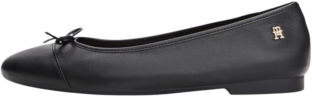 Tommy Hilfiger Bailarinas Mujer Toe Cap de Piel, Negro (Black), 39
