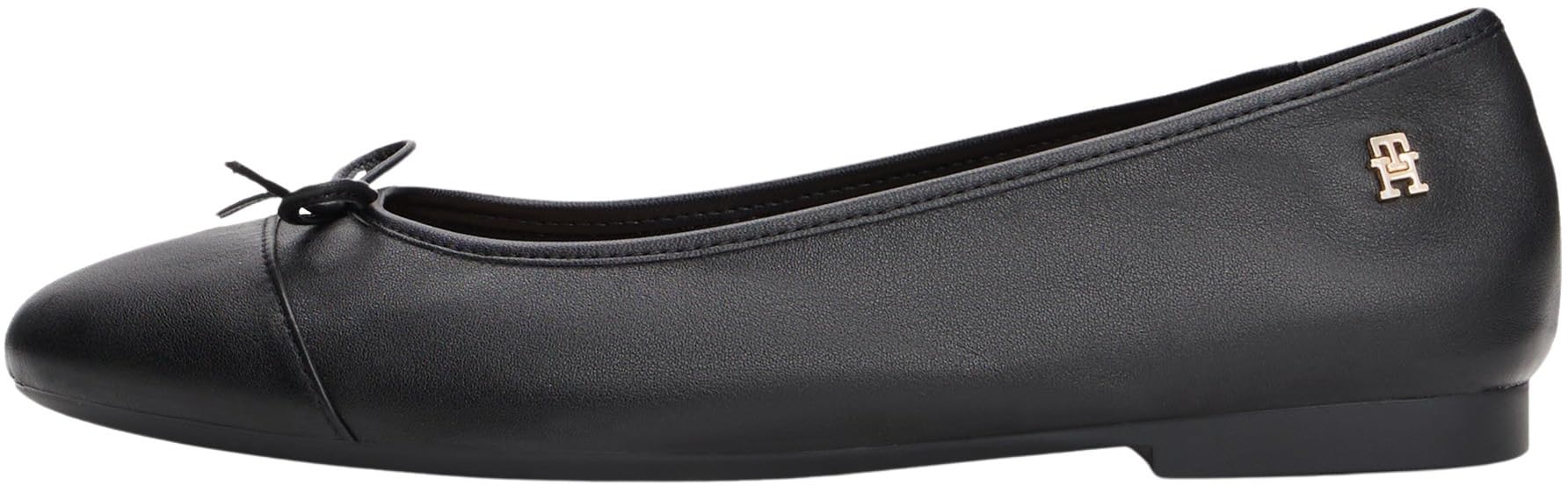 Tommy Hilfiger Bailarinas Mujer Toe Cap de Piel, Negro (Black), 39